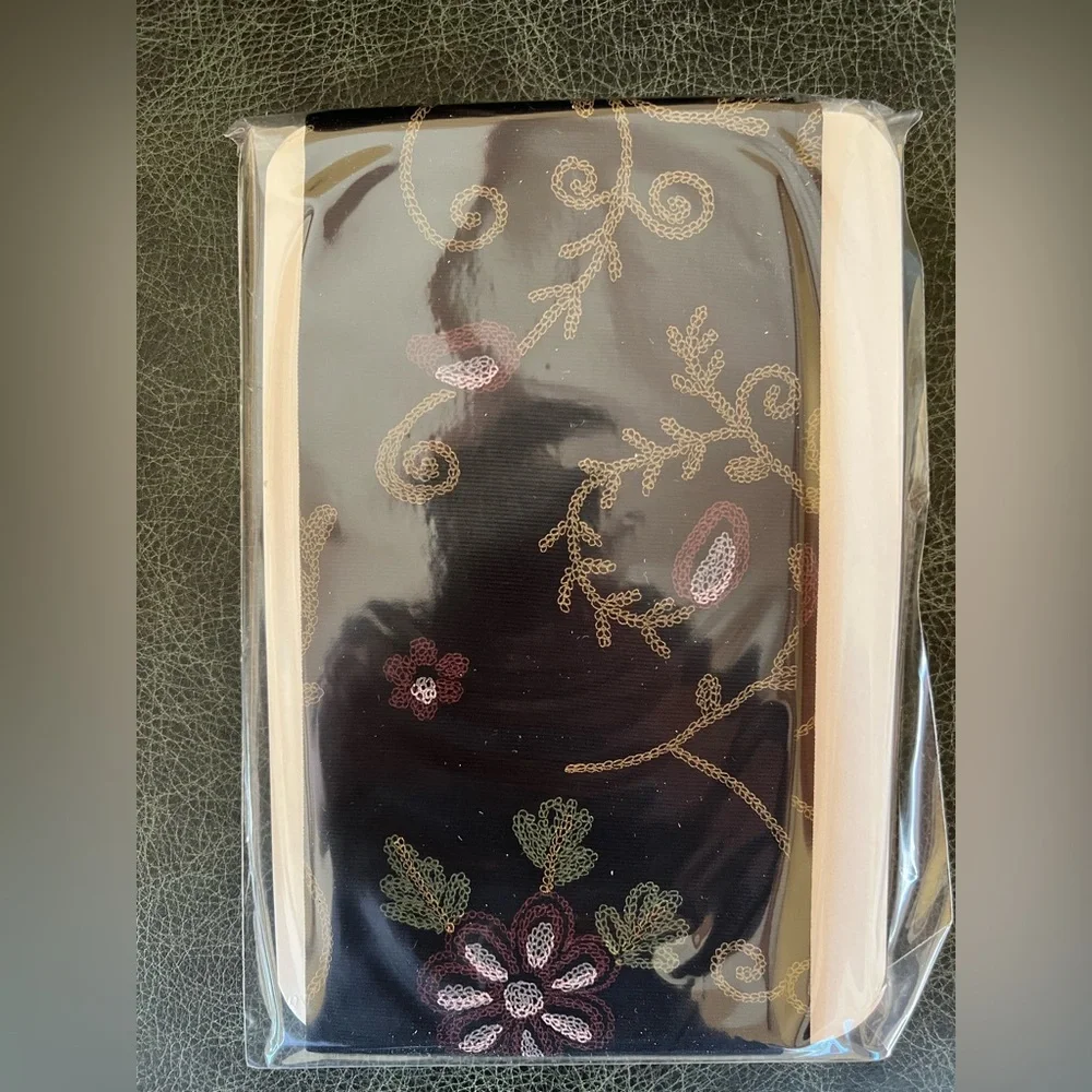 Levante Tights with Floral Rococo Embroidery Collant Pantyhose Black Size S